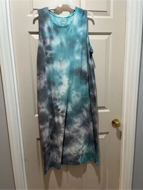 Sonoma Teal and Gray Tie-Dye Maxi Skirt